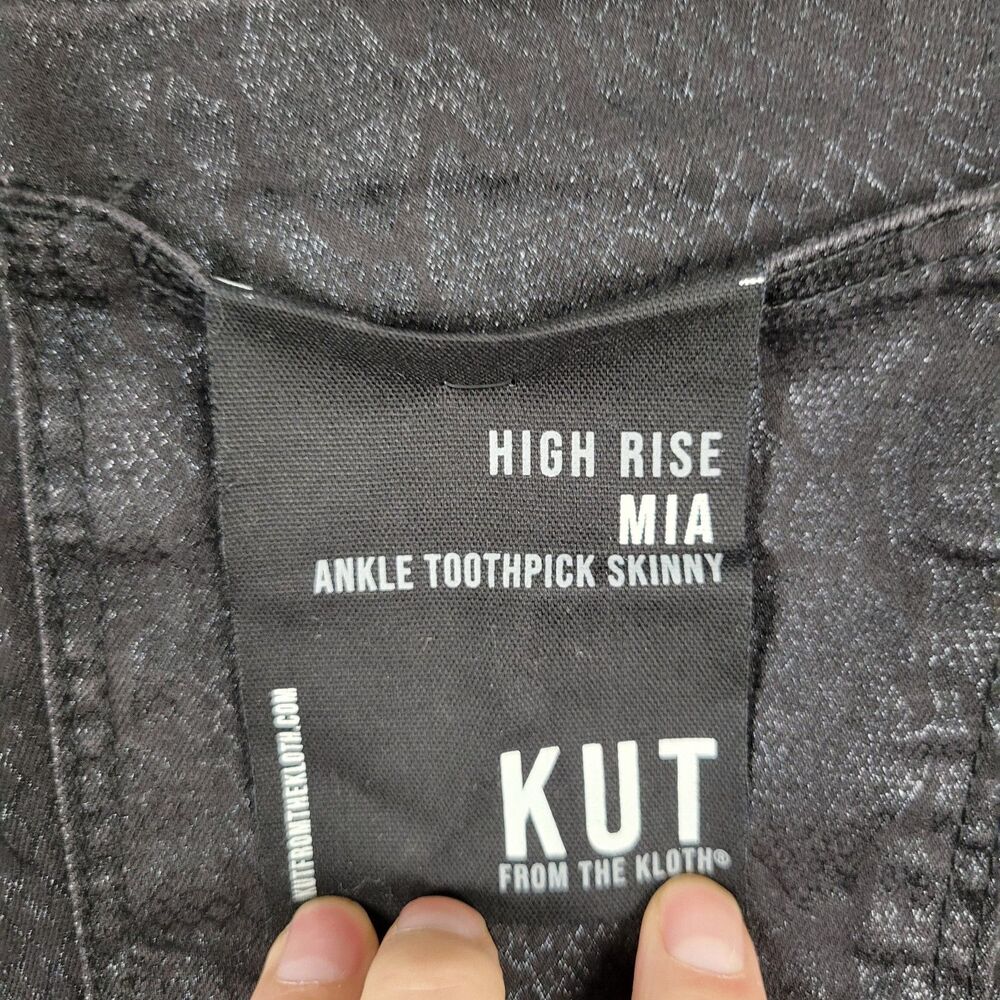 KUT FROM THE KLOTH Black Snake Mia High Rise Ankle Toothpick Skinny Jeans SIZE 8 - Picture 10 of 16